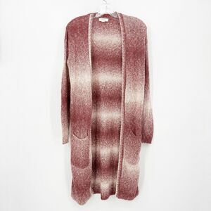 Sun & Shadow Womens Duster Cardigan Sweater S Pink Ombre Open Front Long Sleeve